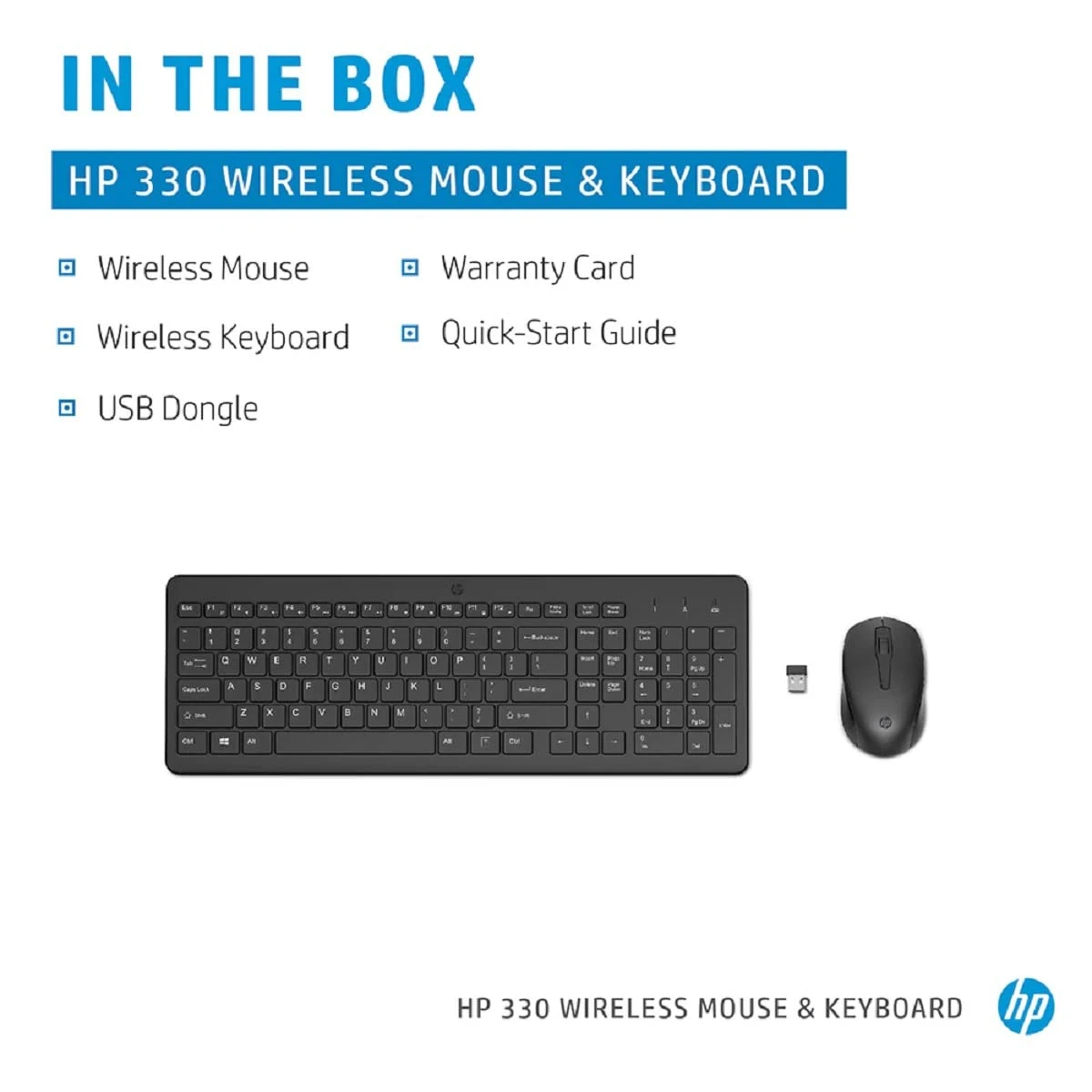 HP 330 Wireless Black Keyboard & Mouse Set 2.4GHz Wireless Connection 1600 DPI USB Receiver LED Indicators Arabic/English - Black