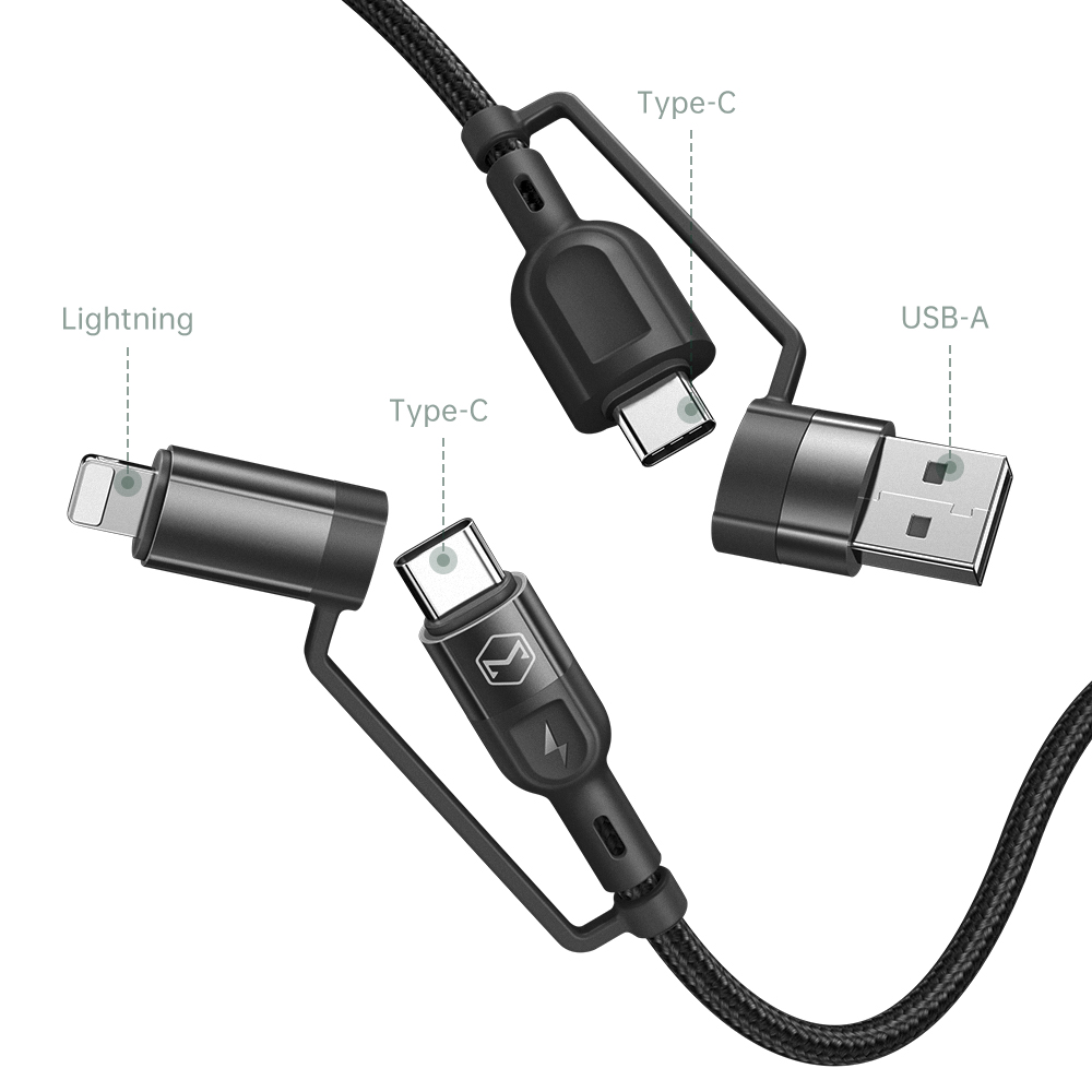 MCDODO CA8070 4 IN 1 Multifunction PD FAST CHARGE DATA CABLE 1.2M (BLACK)
