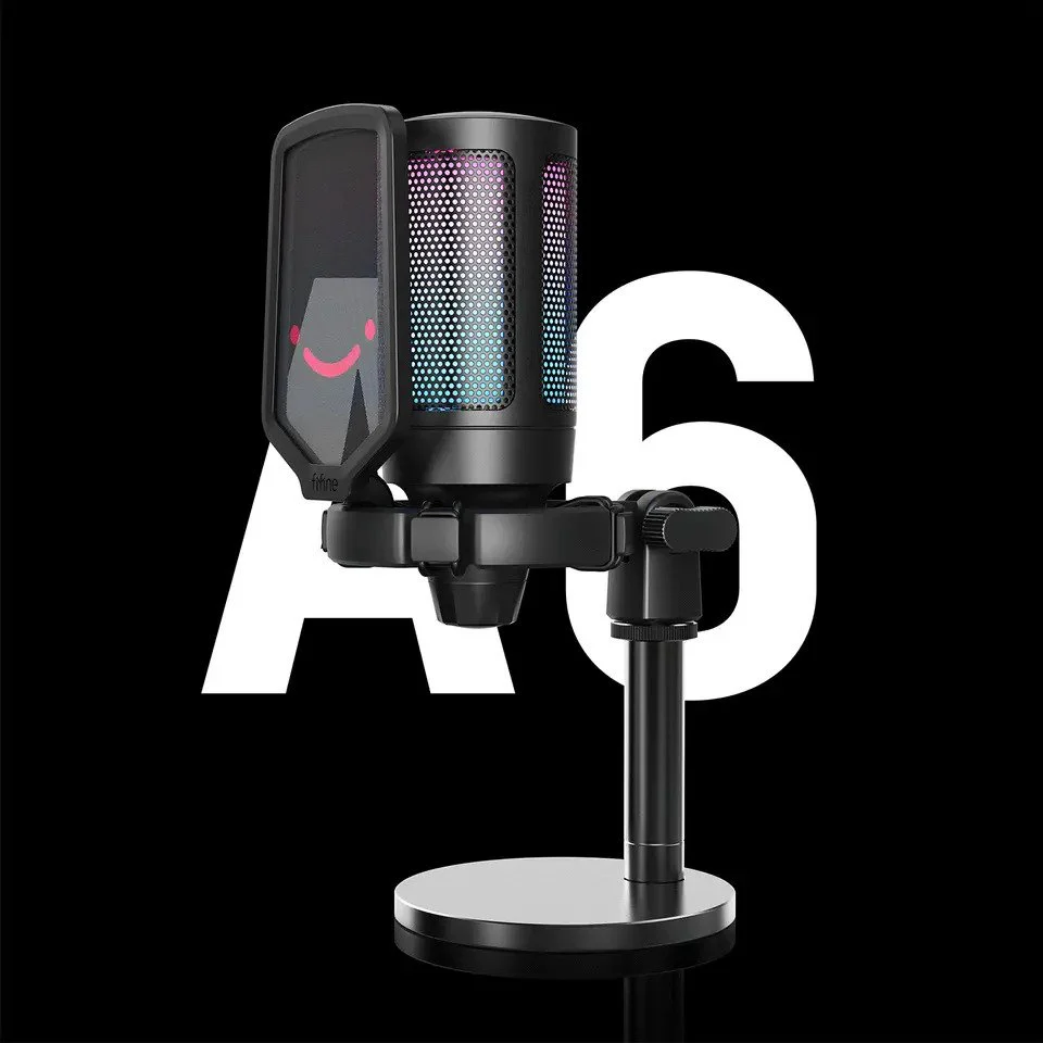 FIFINE Ampli Game A6V USB Microphone with Volume Dial, Mute Button & RGB for Gaming on PC | Laptop | PS4 | PS5 .