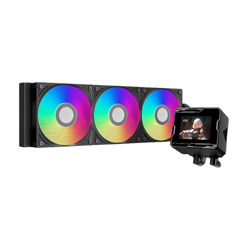 CPS GT360M ARGB Display AIO CPU Liquid Cooler, 300W TDP, Customizable 2.8" IPS LCD Display, Ceramic Bearing Pump, High Performance Fans, for Intel LGA1851/1700/1200/115X & AMD AM5/AM4, Black