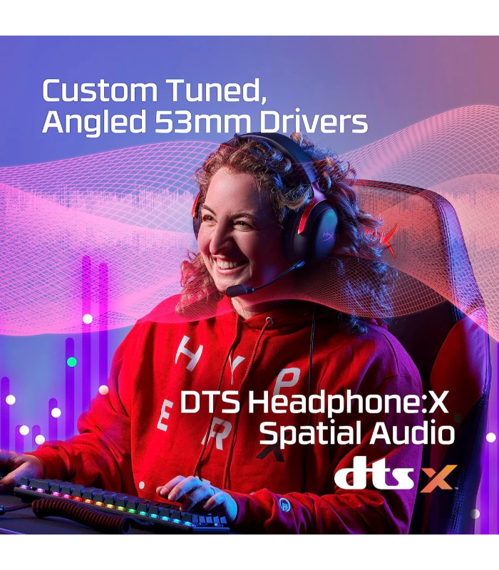 HyperX Cloud III Wired Angled 53mm Drivers DTS Memory Foam Durable Frame Ultra-Clear 10mm Mic USB-C & USB-A 3.5mm For PC, PS5, Xbox Series X|S - Red