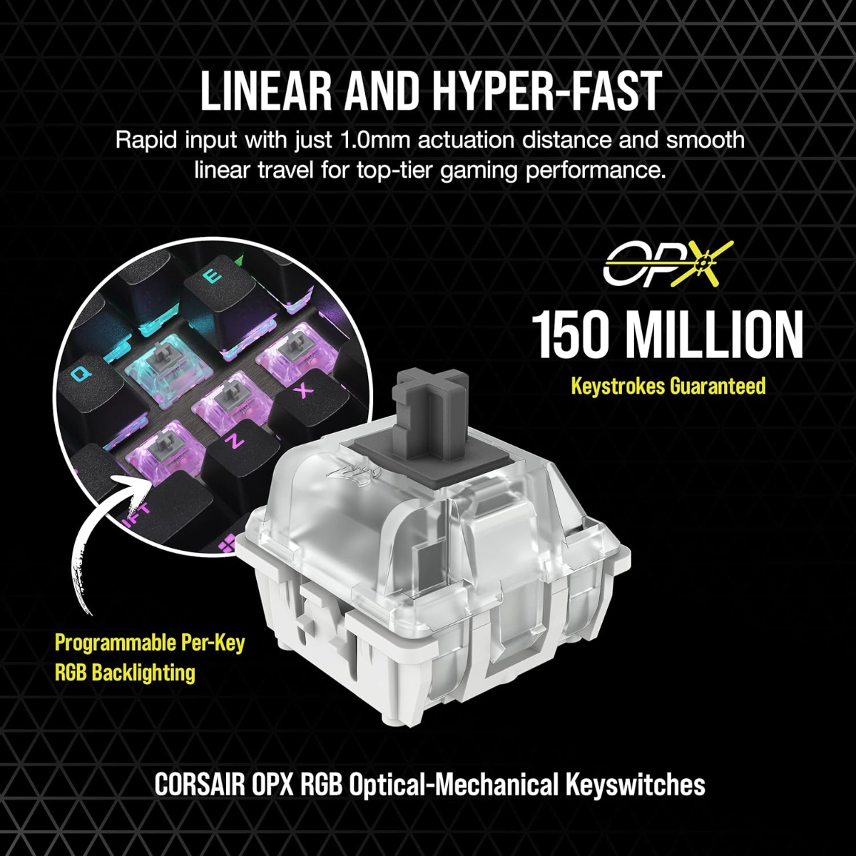 CORSAIR K70 RGB TKL – Champion Series Tenkeyless Optical-Mechanical Gaming Keyboard - OPX RGB Optical- Mechanical Keyswitches,LINEAR & HYPER-FAST Black