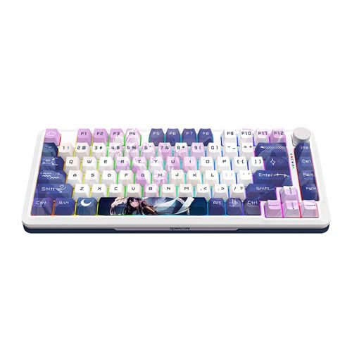 Redragon Wireless Mechanical Keyboard, Gasket RGB Gaming Keyboard with 81 Programmable Custom Keys, 3-Modes Anime Wireless Keyboard with Hot-Swap Pre-Lubed Leopard L Switch, Screen & Knob, K708AK