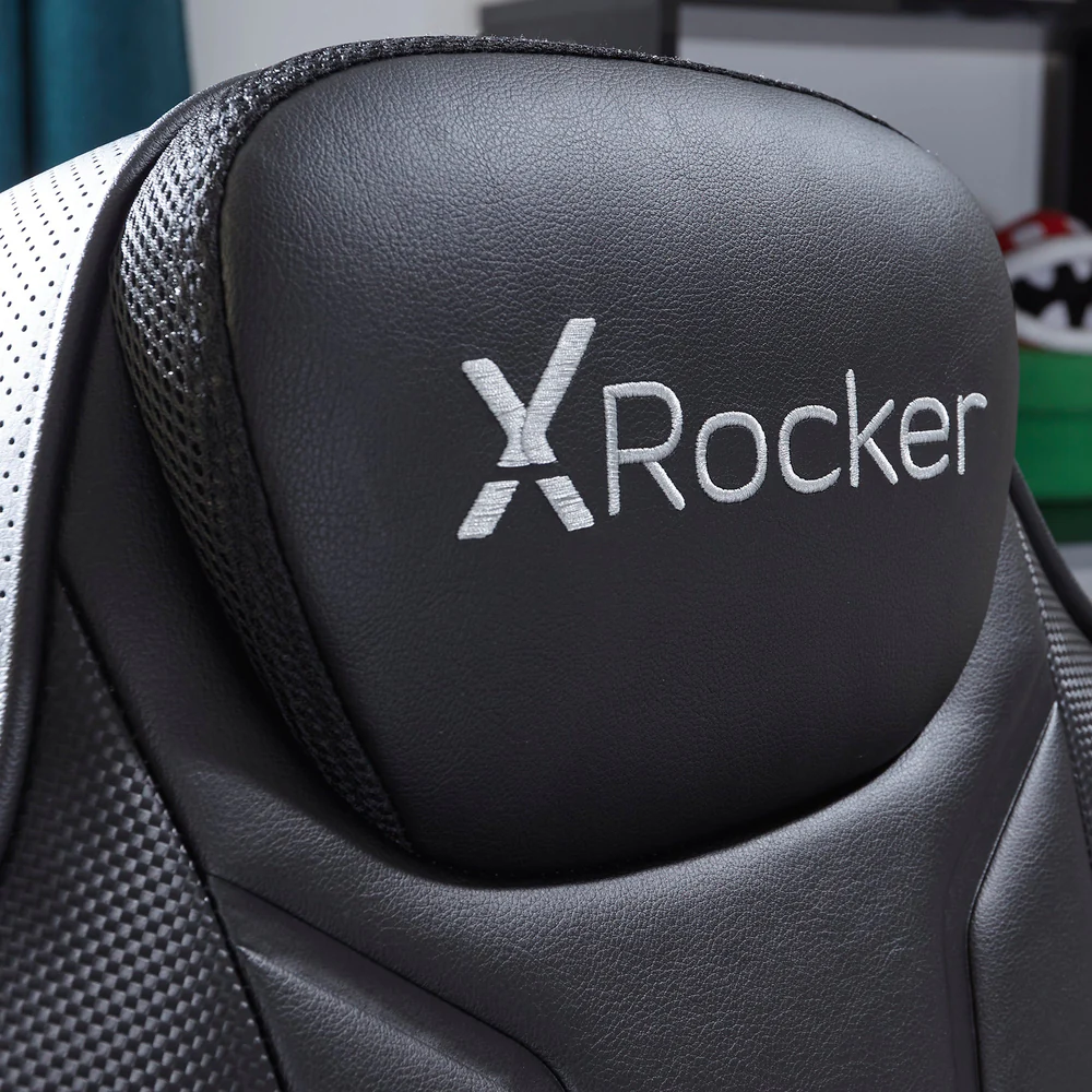 X-Rocker Monsoon RGB Gaming Chair, 4.1 Surround Sound Light Up Gaming Seat with 30 Neo Motion RGB Settings, Bluetooth Wireless Speakers, Subwoofer and Vibration, Padded Armrests Faux Leather - BLACK