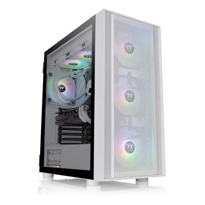 Thermaltake H570 TG Edition ATX Mid Tower ARGB Tempered Glass Computer Case Chassis with Mesh Front Panel 4 X FAN - Black \ White