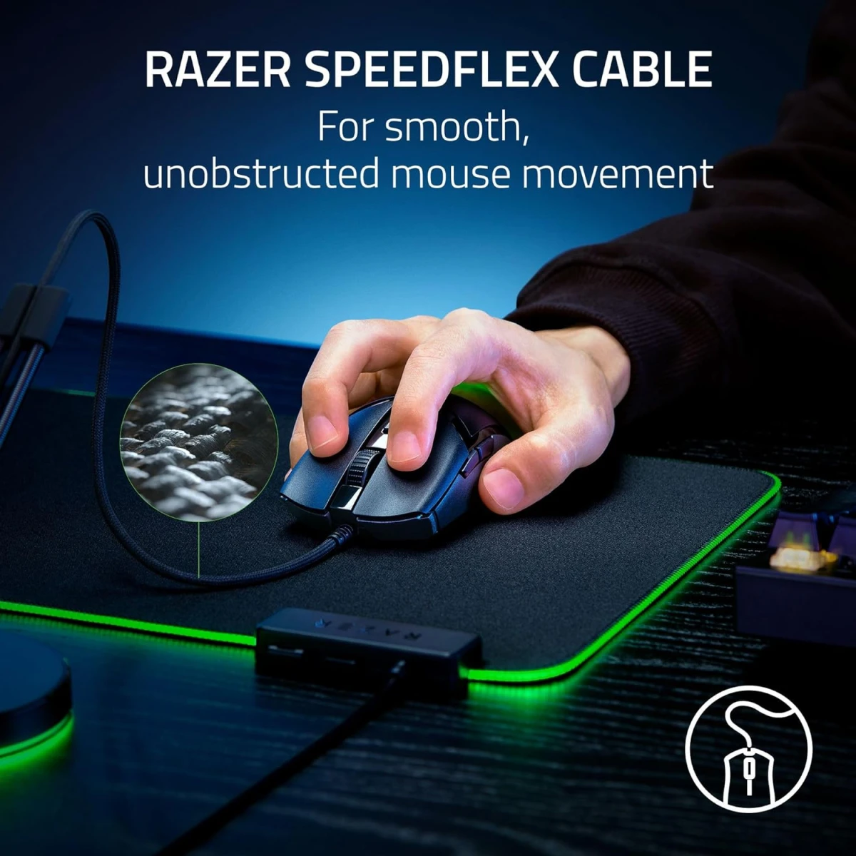 Razer Cobra Wired 58g Lightweight Gen-3 Optical SwitchesChroma RGB Lighting with Underglow Precise 8500 DPI Speedflex Cable - Black