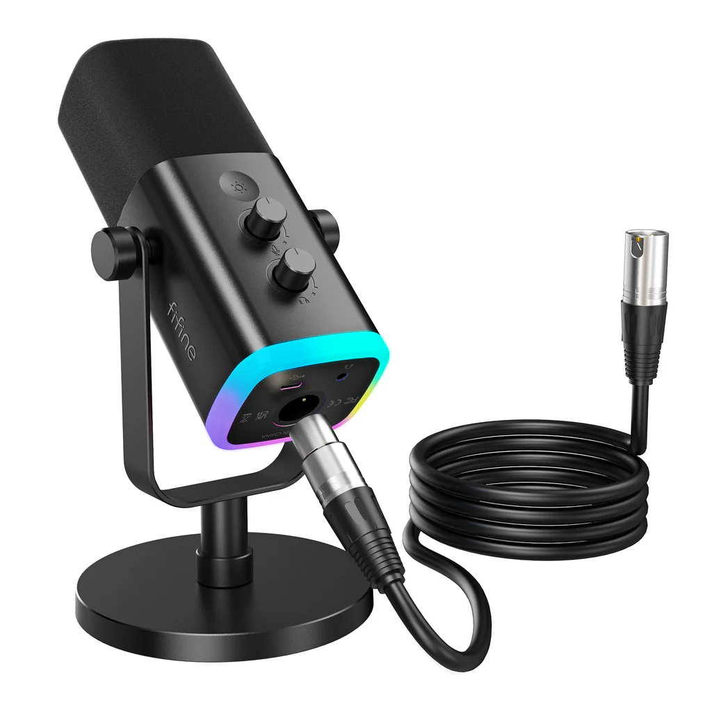 FIFINE Ampli Game AM8 USB/XLR Dynamic Microphone with RGB, Touch