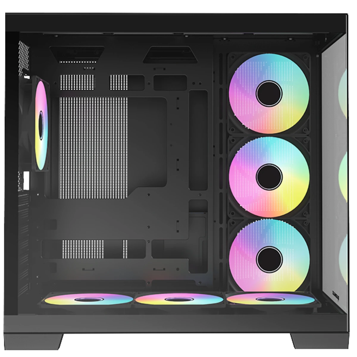 Raidmax Infinita Series I610TBS Dual Chamber ATX 2 Side Tempered Glass Support Back Conect Design 7x 120mm RGB Fan Preinstalled Supports Up to 400mm GPU - Black