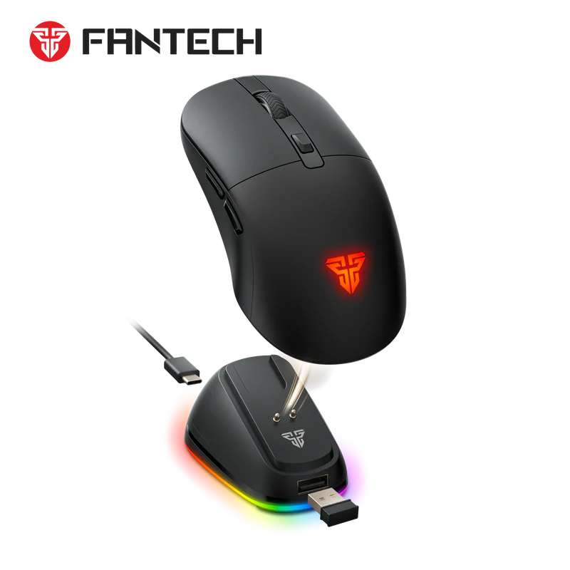 FANTECH WG9RD Wireless Gaming Mouse with Charging Magnetic Base Three Mode 12000DPI Customized E-sports Gamer Mouse