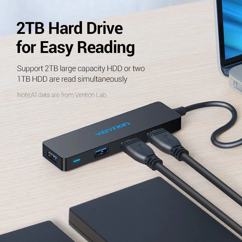 Vention 4 Ports USB3.0 HUB 0.15M Black