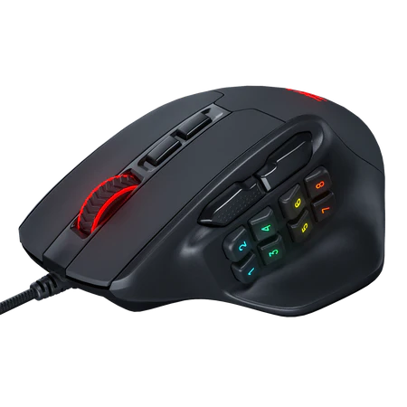 Redragon M811 Aatrox MMO Gaming Mouse,12400Dpi, 15 Programmable Buttons Wired RGB Gamer Mouse w/ Ergonomic Natural Grip Build, 10 Side Macro Keys, Software Supports DIY Keybinds & Backlit