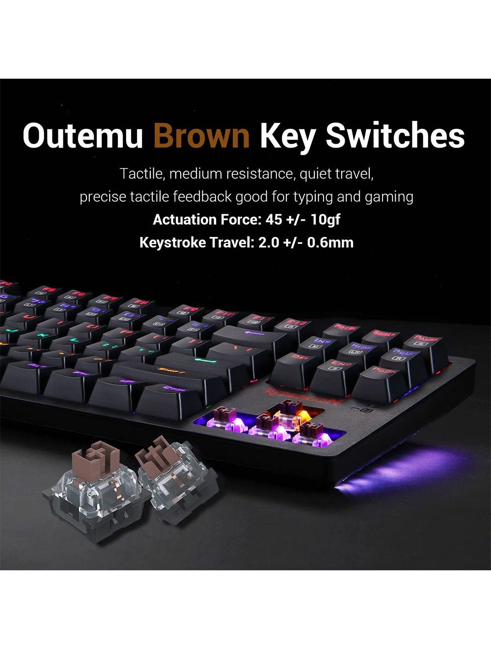 REDRAGON S113 GAMING KEYBOARD MOUSE COMBO WIRED MECHANICAL LED RGB RAINBOW KEYBOARD BACKLIT BROWN SWITCHES