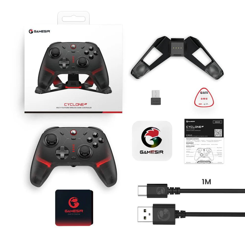 GameSir Cyclone 2 Wireless Controller - 1000Hz Polling Rate, TMR Joysticks, Hall/Micro 2-in-1 Triggers for PC/Switch/Android/iOS, PC Gaming Controller with Charging Dock (Black)