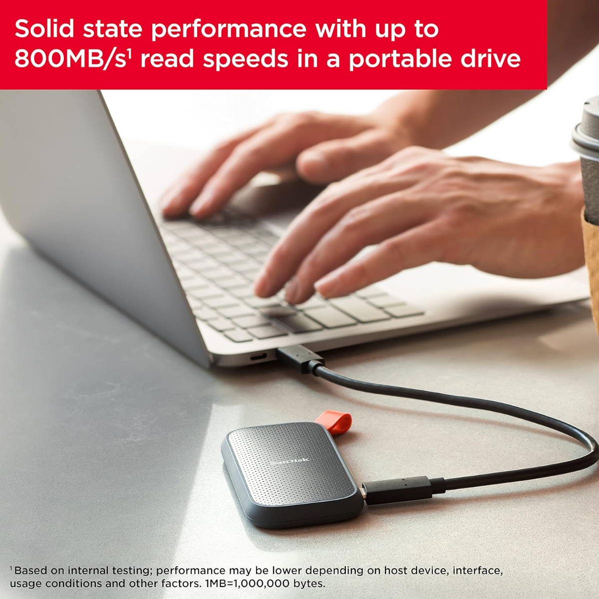 SanDisk 1TB Portable SSD - Up to 800MB/s, USB-C, USB 3.2 Gen 2, Updated Firmware - External Solid State Drive -1T00-G26