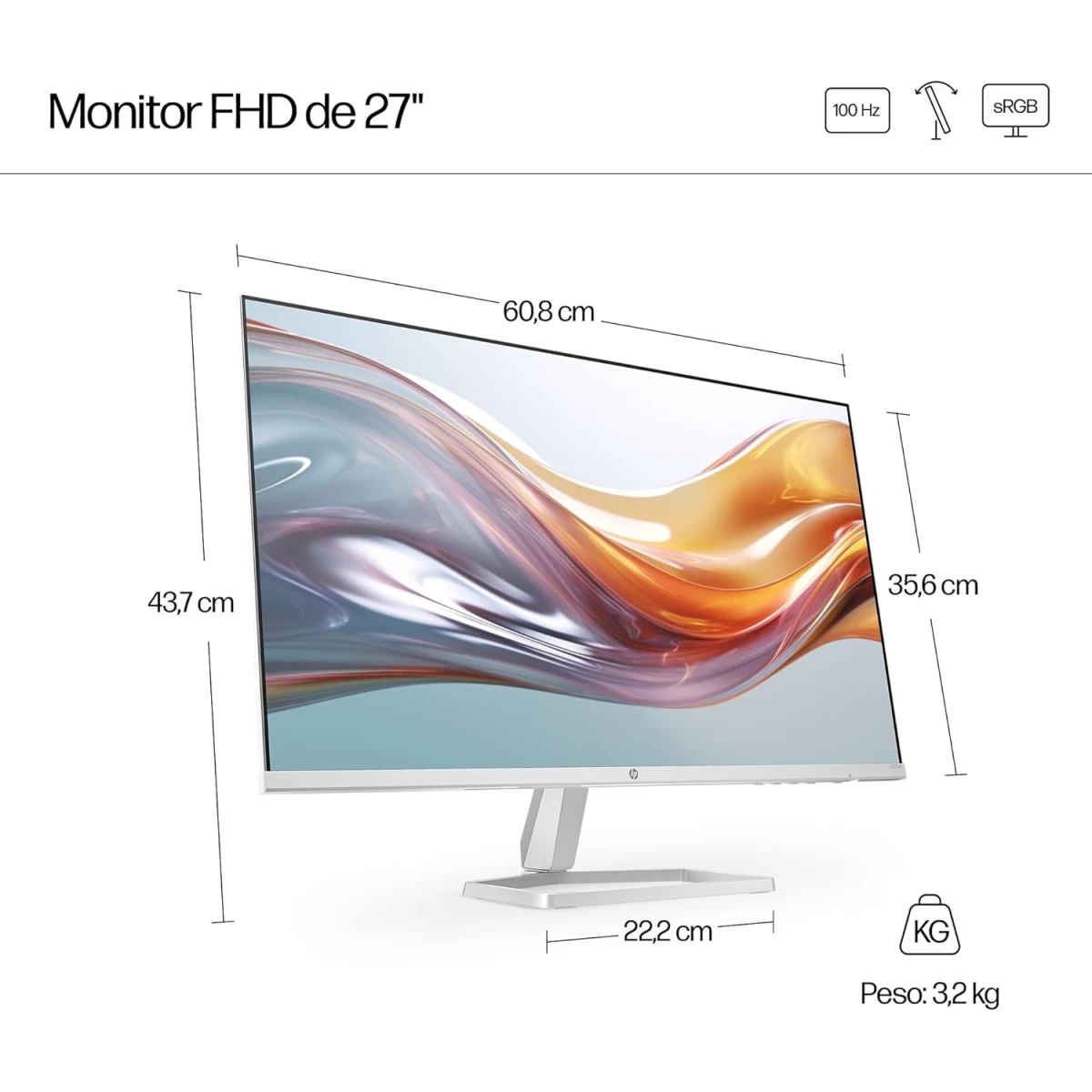 HP 527sf 27" Ultraslim IPS Full HD 100Hz True-Color Low-Blue Light Filter w/ 99% sRGB 300 nits - Silver & Black