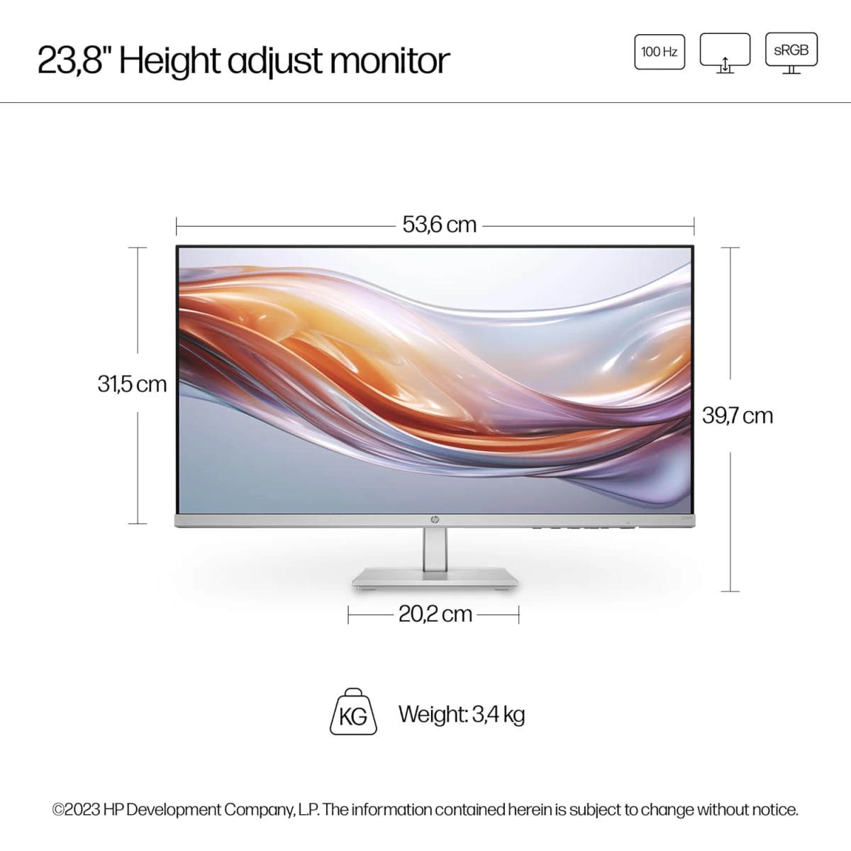 HP 524sf 24" Ultraslim IPS Full HD 100Hz True-Color Low-Blue Light Filter w/ 99% sRGB 300 nits - Silver & Black