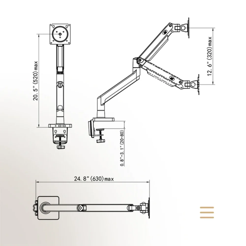 NB G40 Gas Spring Arm 22-40 inch Screen Desktop Monitor Holder 360 Rotate 2-15kgs Monitor Mount Arm with USB 3.0 Port