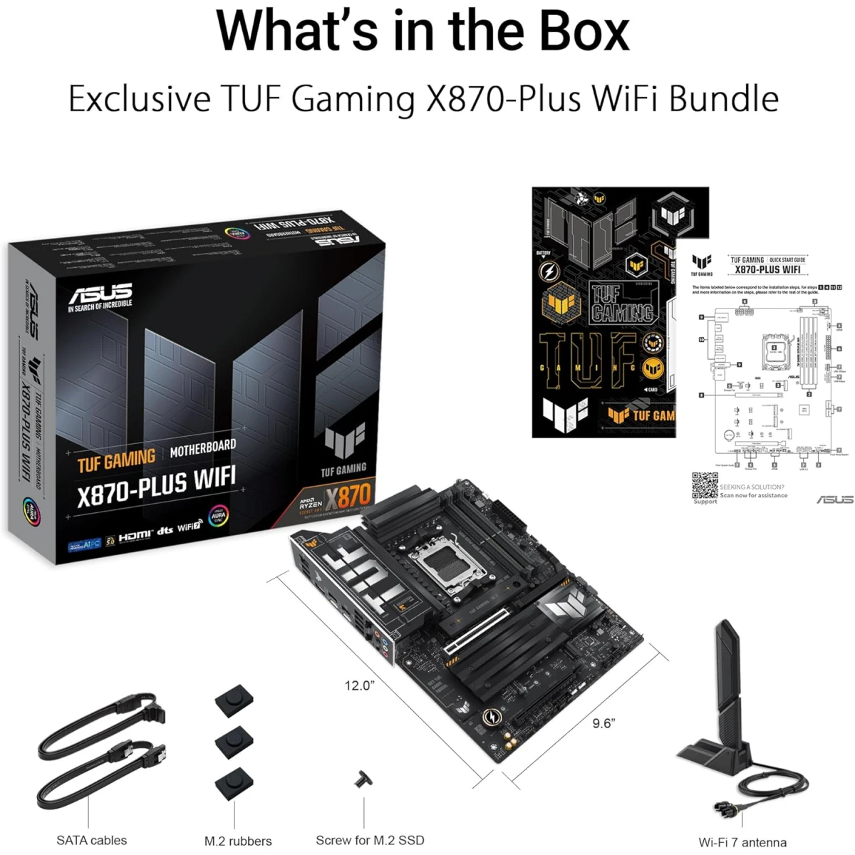 ASUS TUF Gaming X870-Plus WIFI 7 AMD X870 AM5 ATX 4x M.2 Slots DDR5 USB 3.2 Gen 2x2 Type-C® USB4® Header & 2.5Gb Ethernet