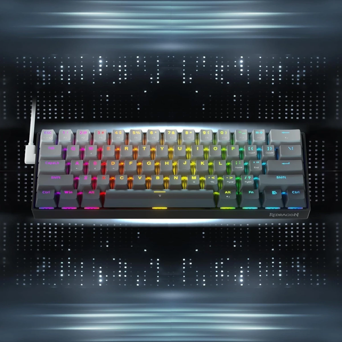 Redragon FIZZ K617GGB Magnetic Switch Rapid Trigger Gaming Keyboard, 60% Wired Mechanical Keyboard w/ 8k Hz Polling Rate(0.1ms), Hyper-Fast 0.2mm Actuation Custom Switch Adjustable via Software - Misty Grey