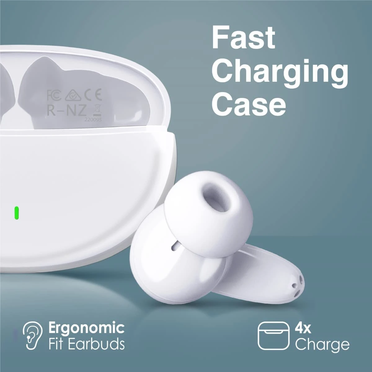 Promate True Wireless Earbuds Bluetooth v5.1 w/ Mic IPX5 Water Resistance 20H Playback Time - White