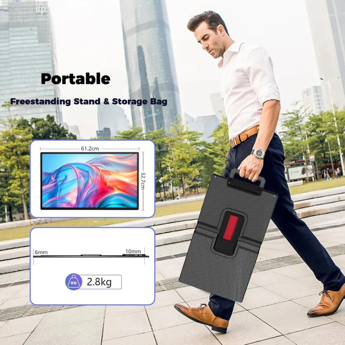 V2COM D1 24” IPS Full HD Portable 100Hz Lightweight & Portable Low Power 20W Adjustable Stand USB C & Mini HDMI Support for MAC, Windows, Android, Linux, Chrome w/ Speakers