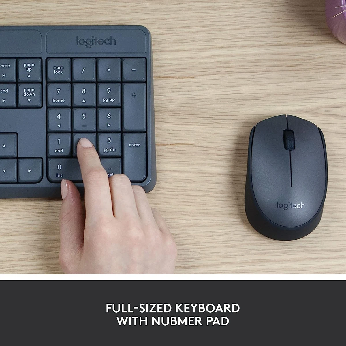Logitech MK235 Wireless Keyboard & Mouse Combo for Windows Long Battery Life Arabic / English Layout - Black