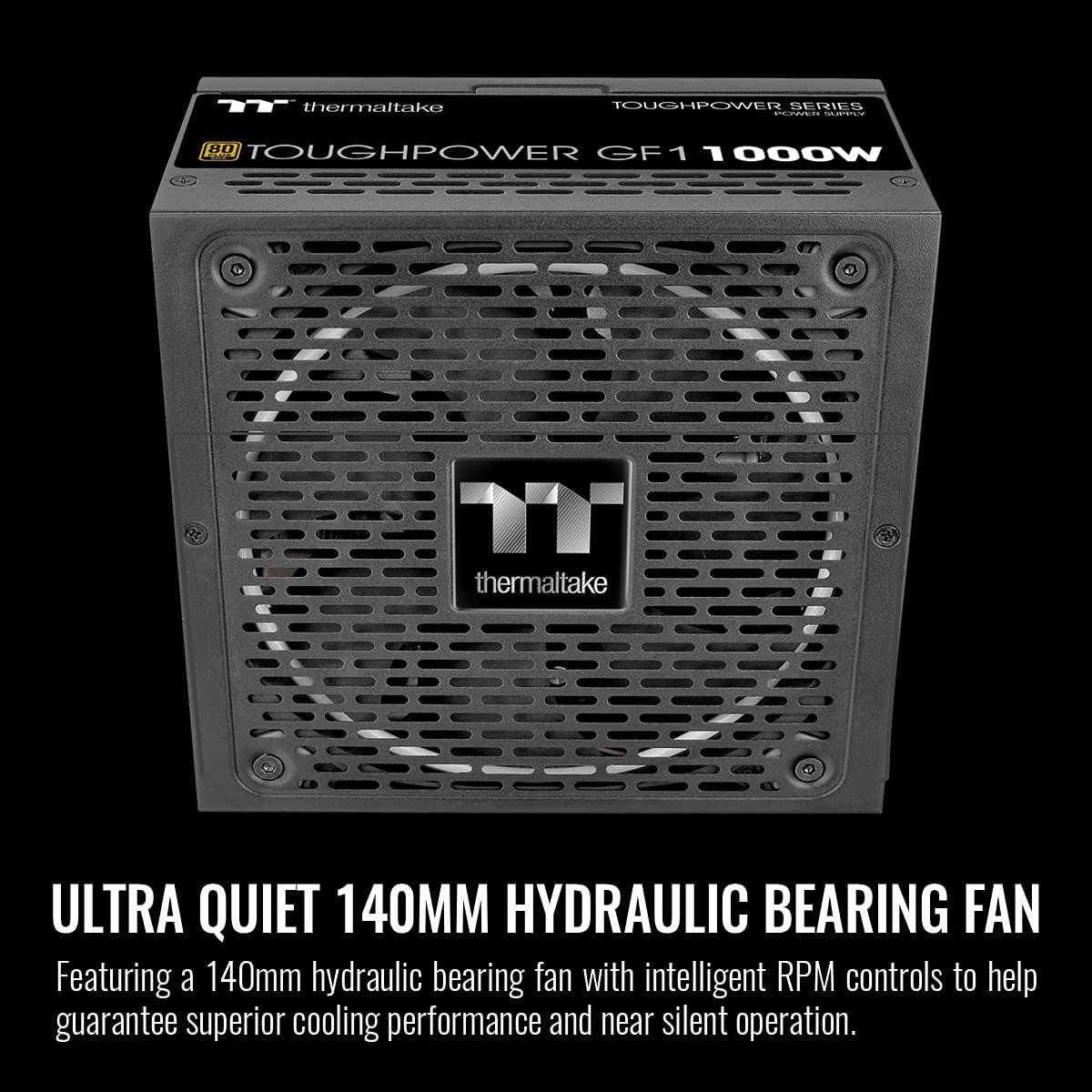 Thermaltake Toughpower GF1 1000W 80+ Gold Analog Controlled SLI Full Modular Power Supply, Ultra Quiet 140mm Hydraulic Bearing Fan, Smart Zero Fan, 100% JP CAP PS-TPD-1000FNFAGU