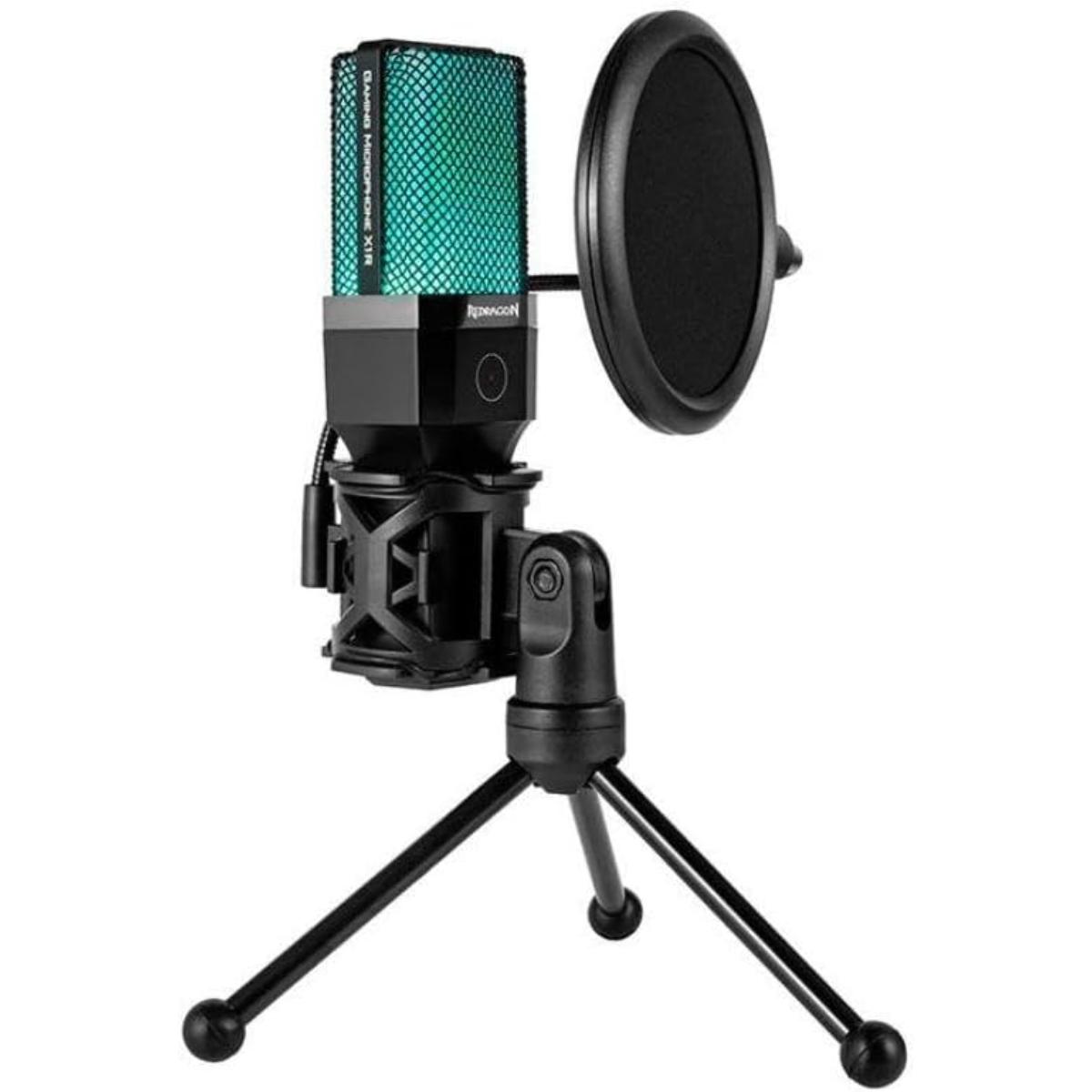 Redragon GM212 Adne RGB Black USB Codenser Gaming Microphone with Stand and Pop Filter - Black
