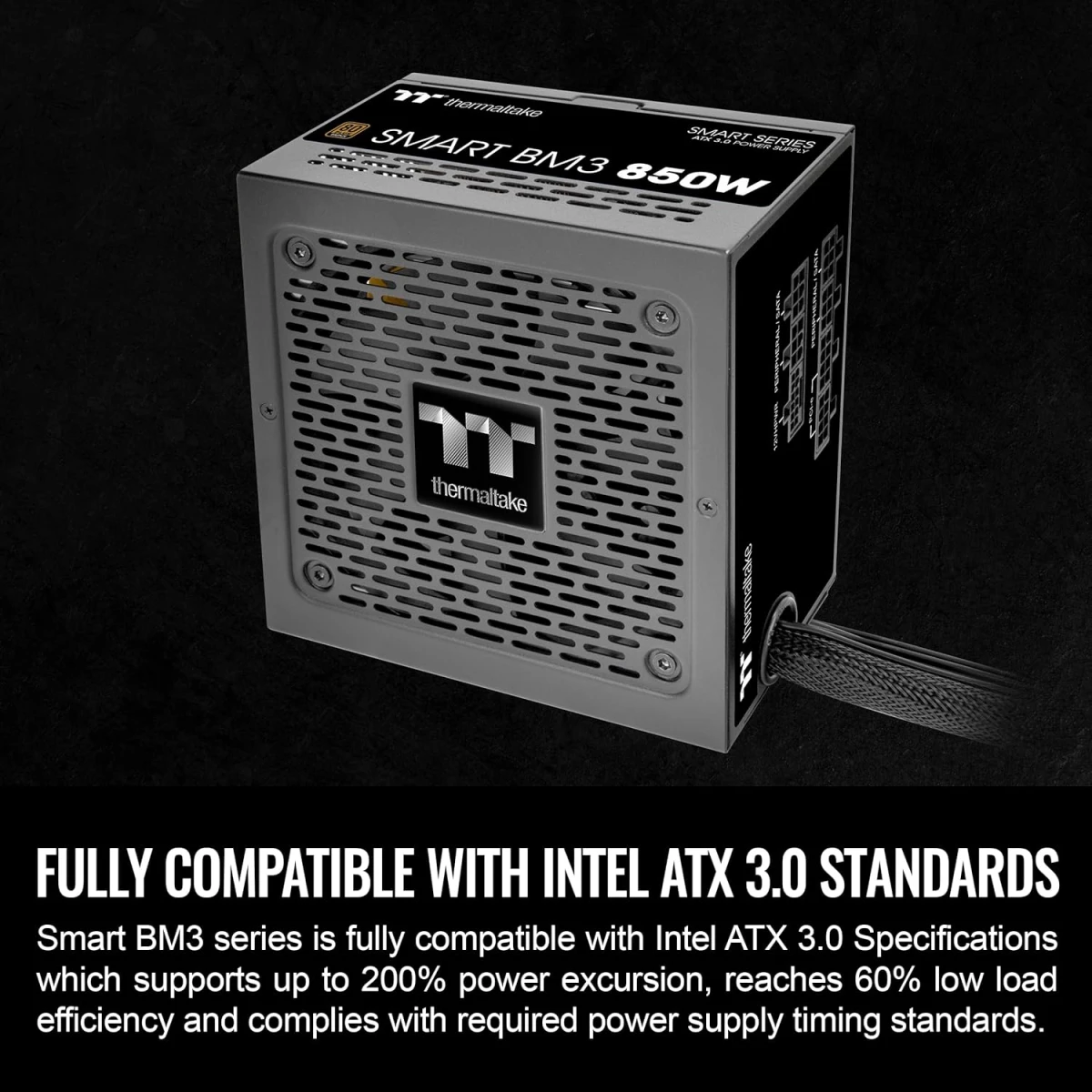 Thermaltake Smart BM3 850W 80Plus Bronze ATX 3.0 & PCIE 5.0 Ready Semi-Modular Power Supply - Black