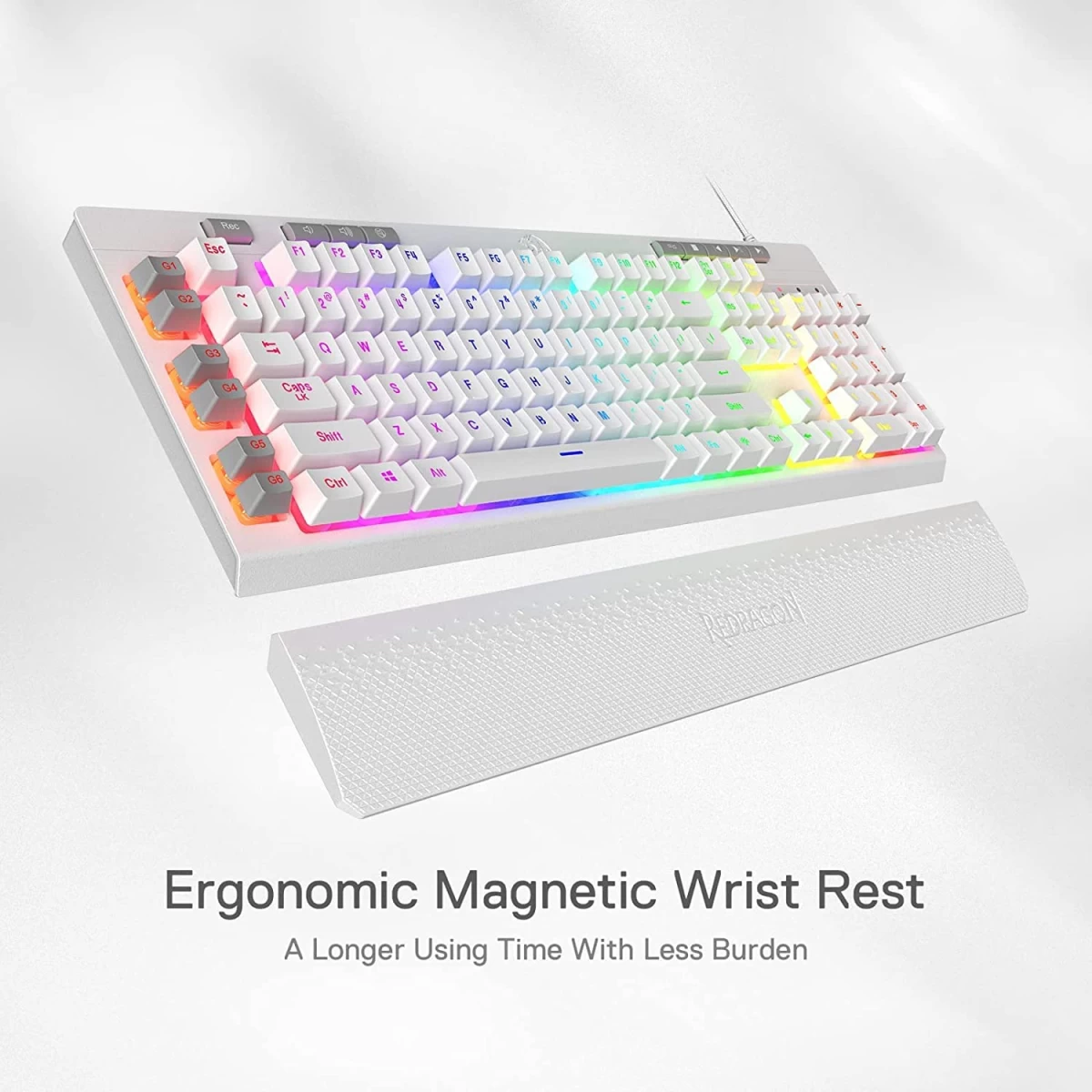 Redragon K512 Shiva RGB Backlit Multimedia Keys 6 Built-in Macro Keys - White
