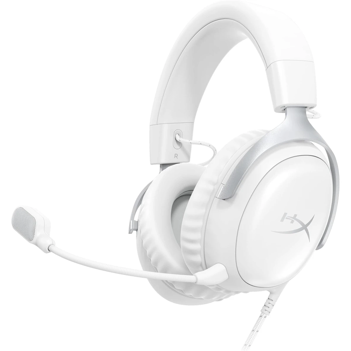 HyperX Cloud III Wired Angled 53mm Drivers DTS Memory Foam Durable Frame Ultra-Clear 10mm Mic USB-C & USB-A 3.5mm For PC, PS5, Xbox Series X|S - White