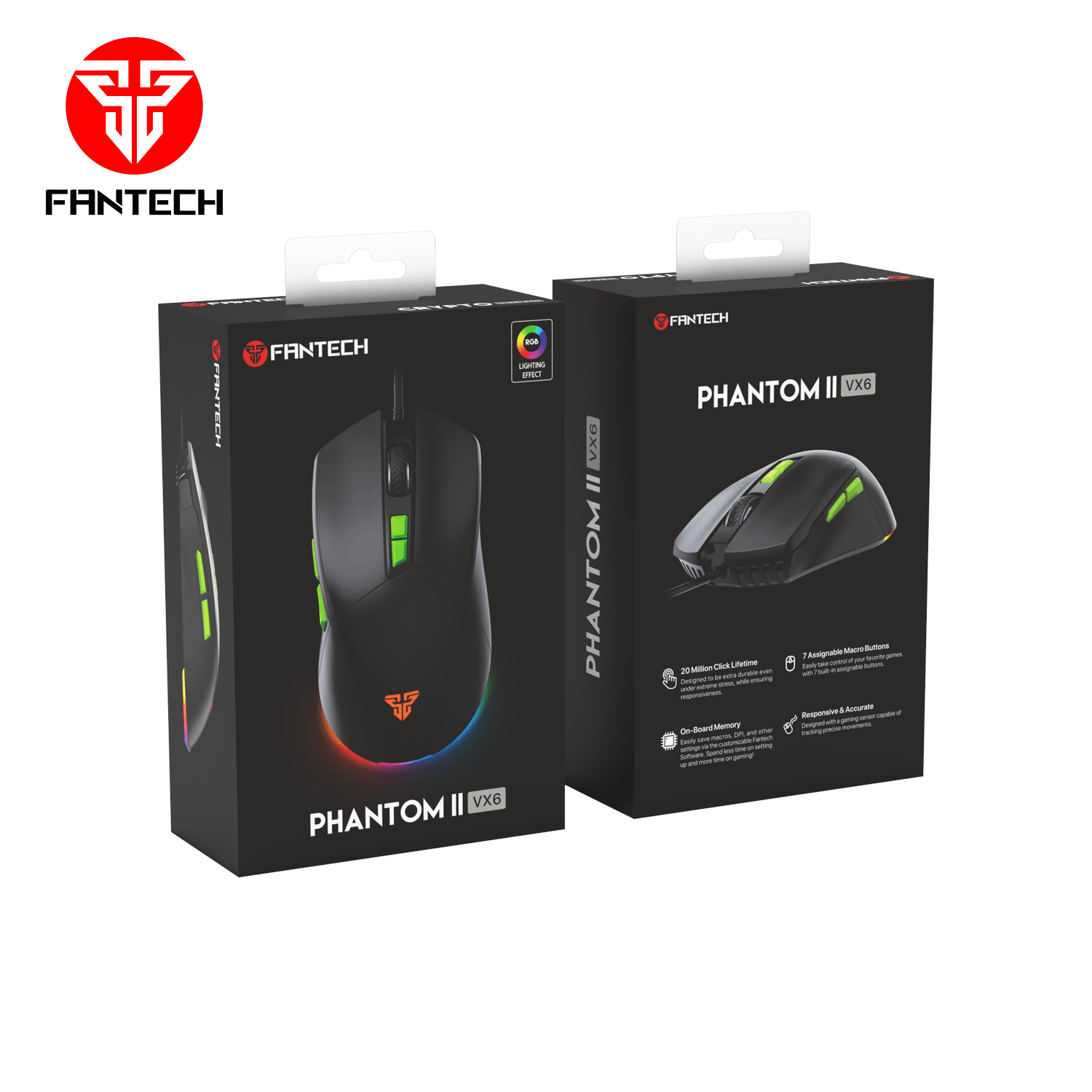 FANTECH PHANTOM II VX6 GAMING MOUSE - BLACK