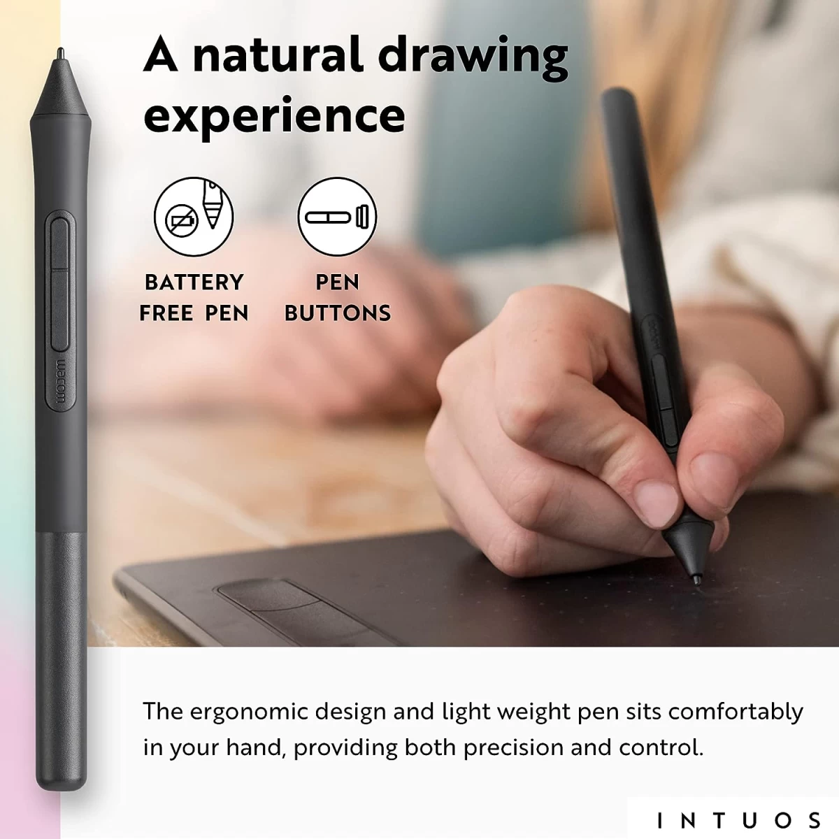 Wacom Intuos Medium USB Graphics Drawing Tablet Portable For Teachers, Students & Creators 4 Customizable ExpressKeys For Chromebook Mac OS Android & Windows - Black