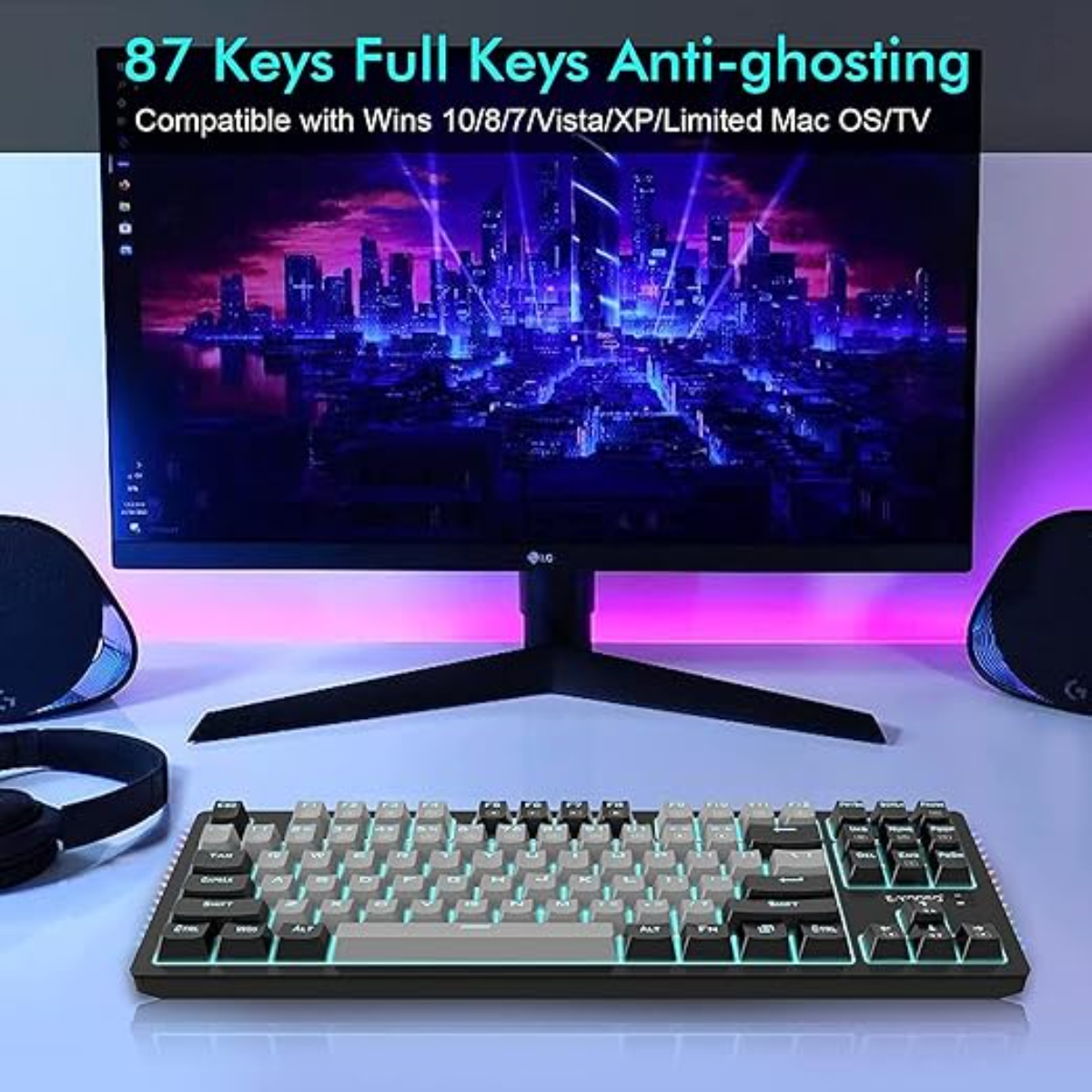 E-YOOSO K620 USB Mechanical Gaming Keyboard Wired Blue Switch - Black and Gray