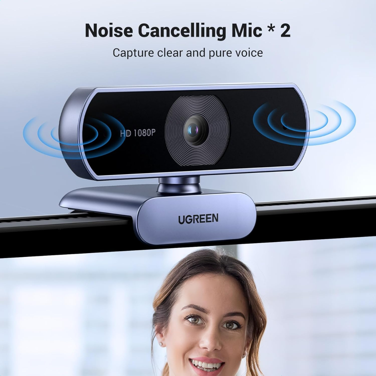 UGREEN 1080P Webcam with Microphone, Full HD USB Web Camera, 85° FOV, Noise-Canceling, Plug and Play, Auto Light Correction, Video Webcam for Streaming/Conferencing, Zoom/Skype/YouTube, Switch 2
