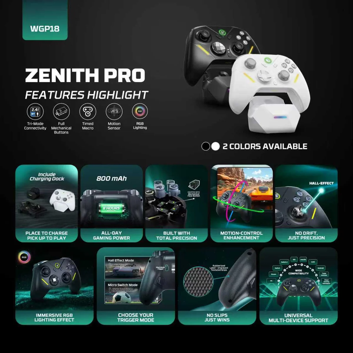Fantech ZENITH PRO Wireless Gamepad RGB Multi-Platform Hall-Effect Game Controller with Charging Dock - alternate view