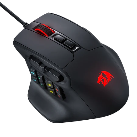 Redragon M811 Aatrox MMO Gaming Mouse,12400Dpi, 15 Programmable Buttons Wired RGB Gamer Mouse w/ Ergonomic Natural Grip Build, 10 Side Macro Keys, Software Supports DIY Keybinds & Backlit