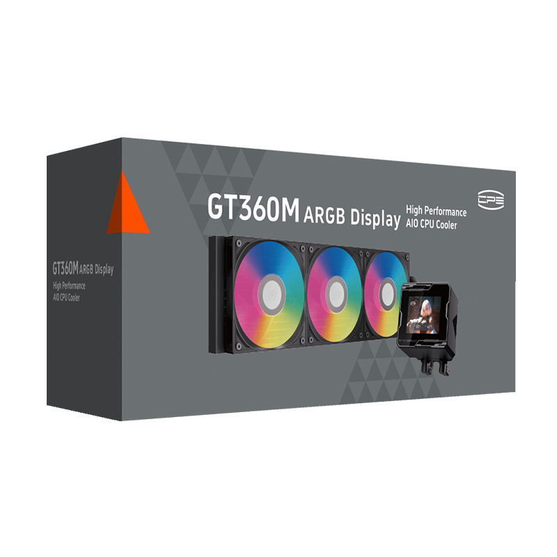 CPS GT360M ARGB Display AIO CPU Liquid Cooler, 300W TDP, Customizable 2.8" IPS LCD Display, Ceramic Bearing Pump, High Performance Fans, for Intel LGA1851/1700/1200/115X & AMD AM5/AM4, Black hover