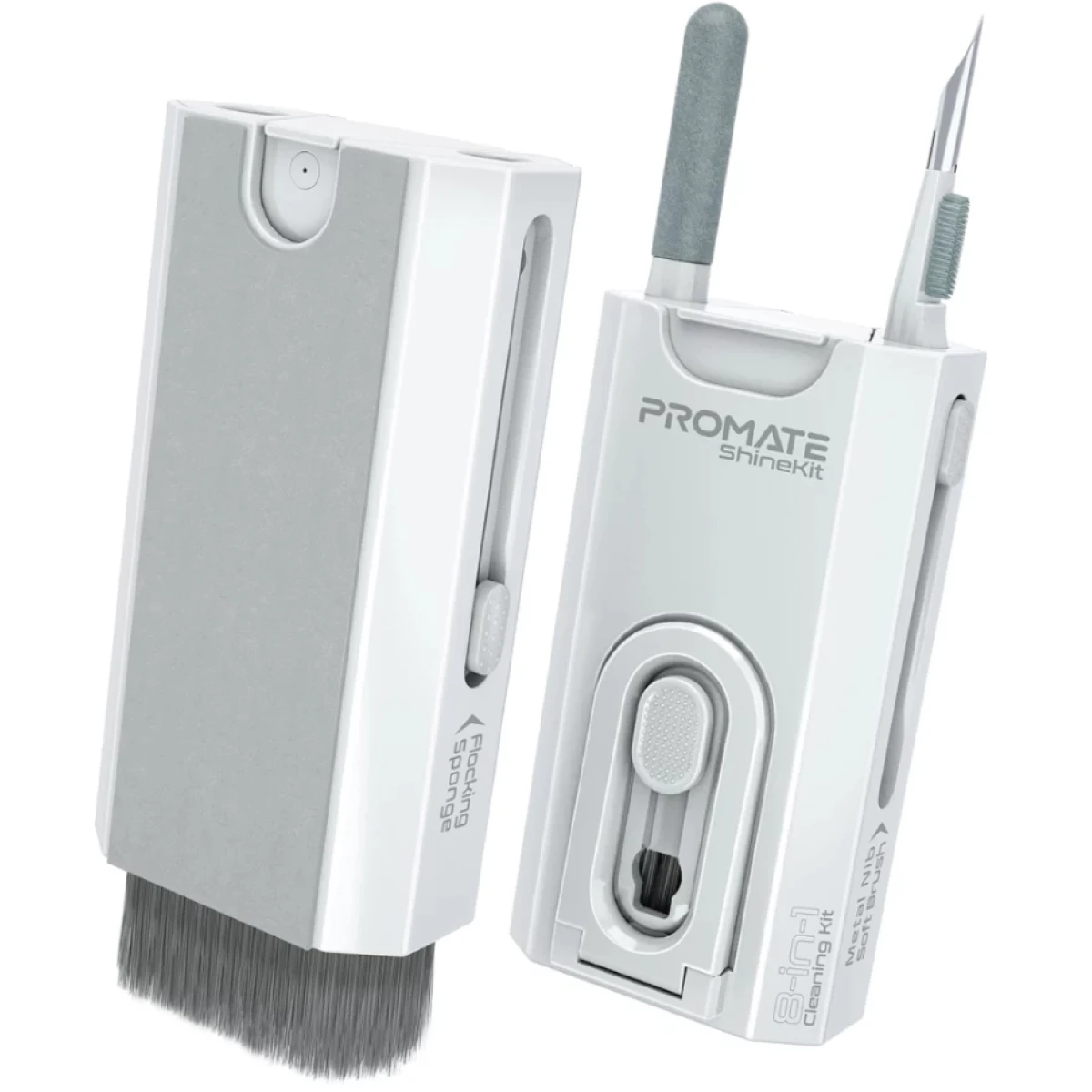 Promate ShineKit 8-in-1 Electronic Cleaner High-Density Brush Flocking Sponge w/ Removable Fiber Cloth