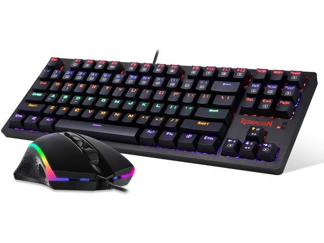 REDRAGON S113 GAMING KEYBOARD MOUSE COMBO WIRED MECHANICAL LED RGB RAINBOW KEYBOARD BACKLIT BROWN SWITCHES