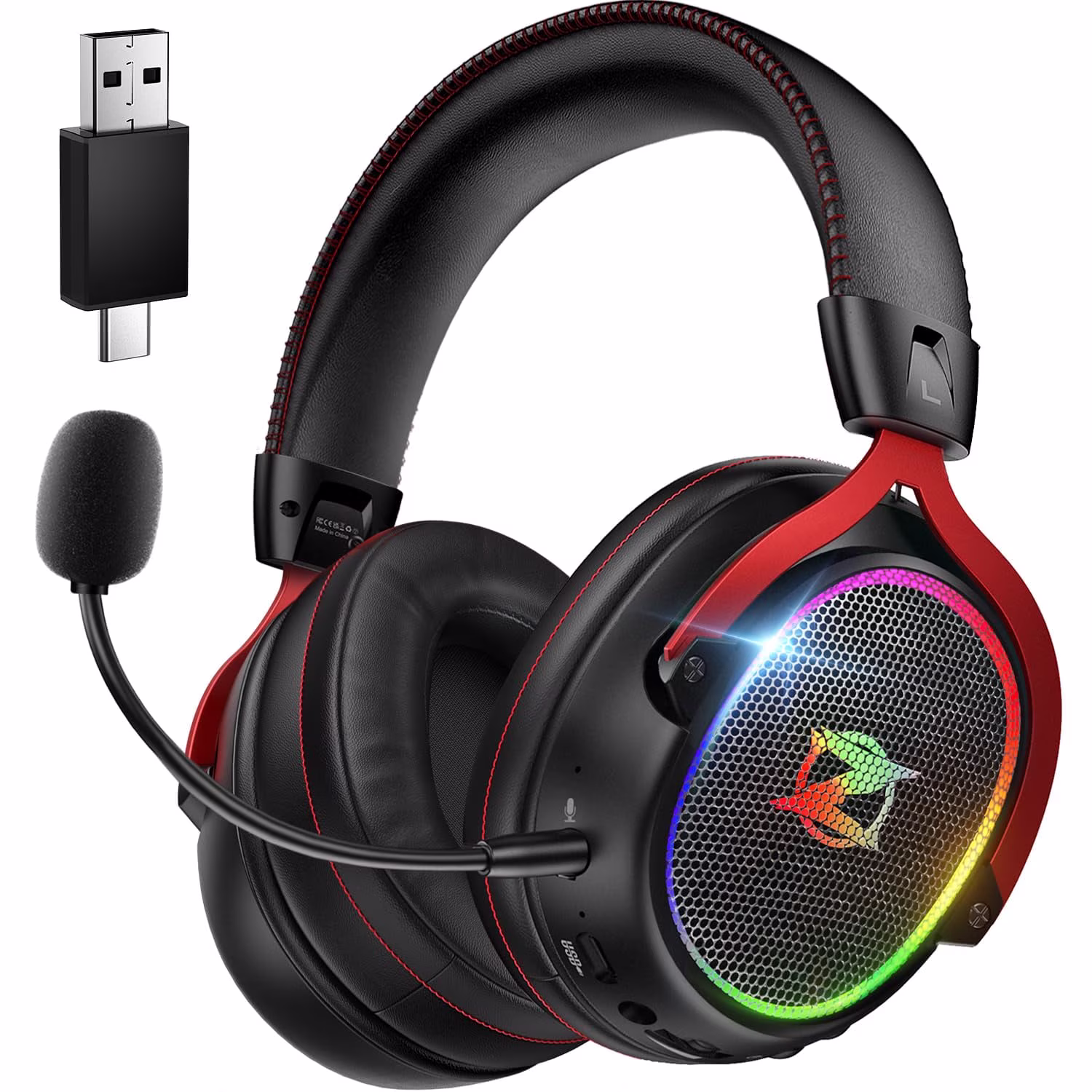 Ozeino Wireless Gaming Headset, 7.1 Surround Sound, 2.4GHz Wireless Gaming Headphones with Detachable Noise-Canceling Mic for PS5, PS4, PC, Laptop