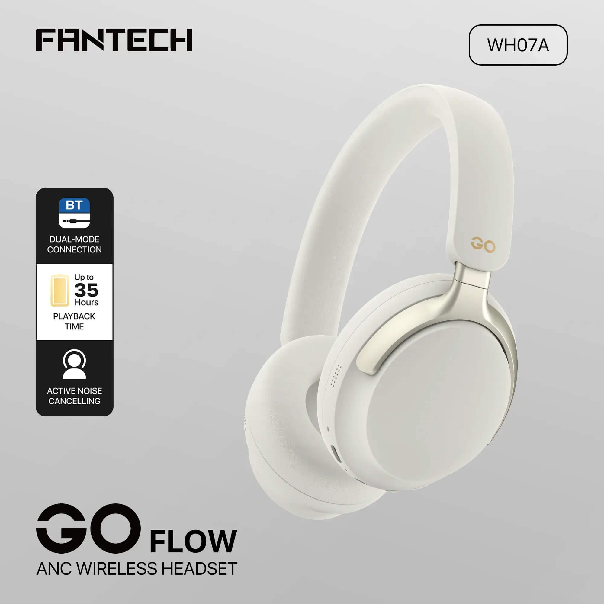 FANTECH WH07A GO FLOW ACTIVE NOICE CANCELLING BT5.3 WIRELESS HEADSET  White