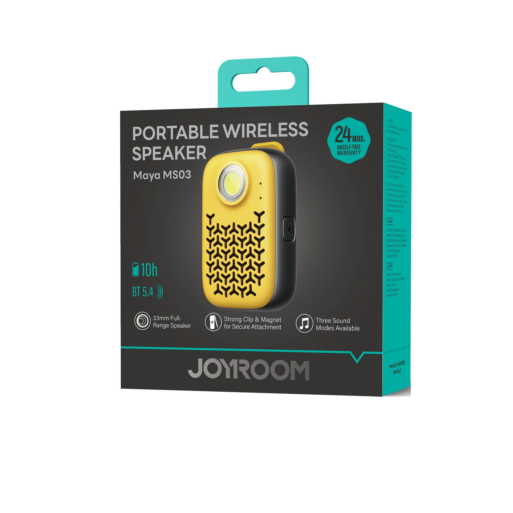 JOYROOM Wearable Bluetooth Speakers, Clip-On Wireless IP67 Waterproof Small Portable Magnetic Speaker with Light, Clean Sound/Bluetooth 5.4/ENC Built-in Mic/Lightweight Speaker for Outdoor/Work