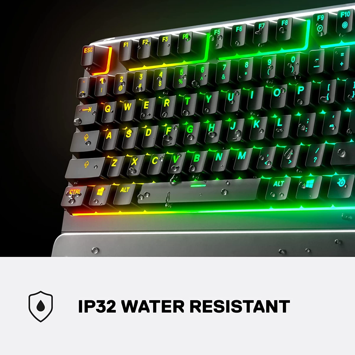 SteelSeries Apex 3 TKL RGB Gaming Keyboard – Tenkeyless Compact Form Factor - 8-Zone RGB Illumination – IP32 Water & Dust Resistant – Whisper Quiet Gaming Switch – Gaming Grade Anti-Ghosting,Black