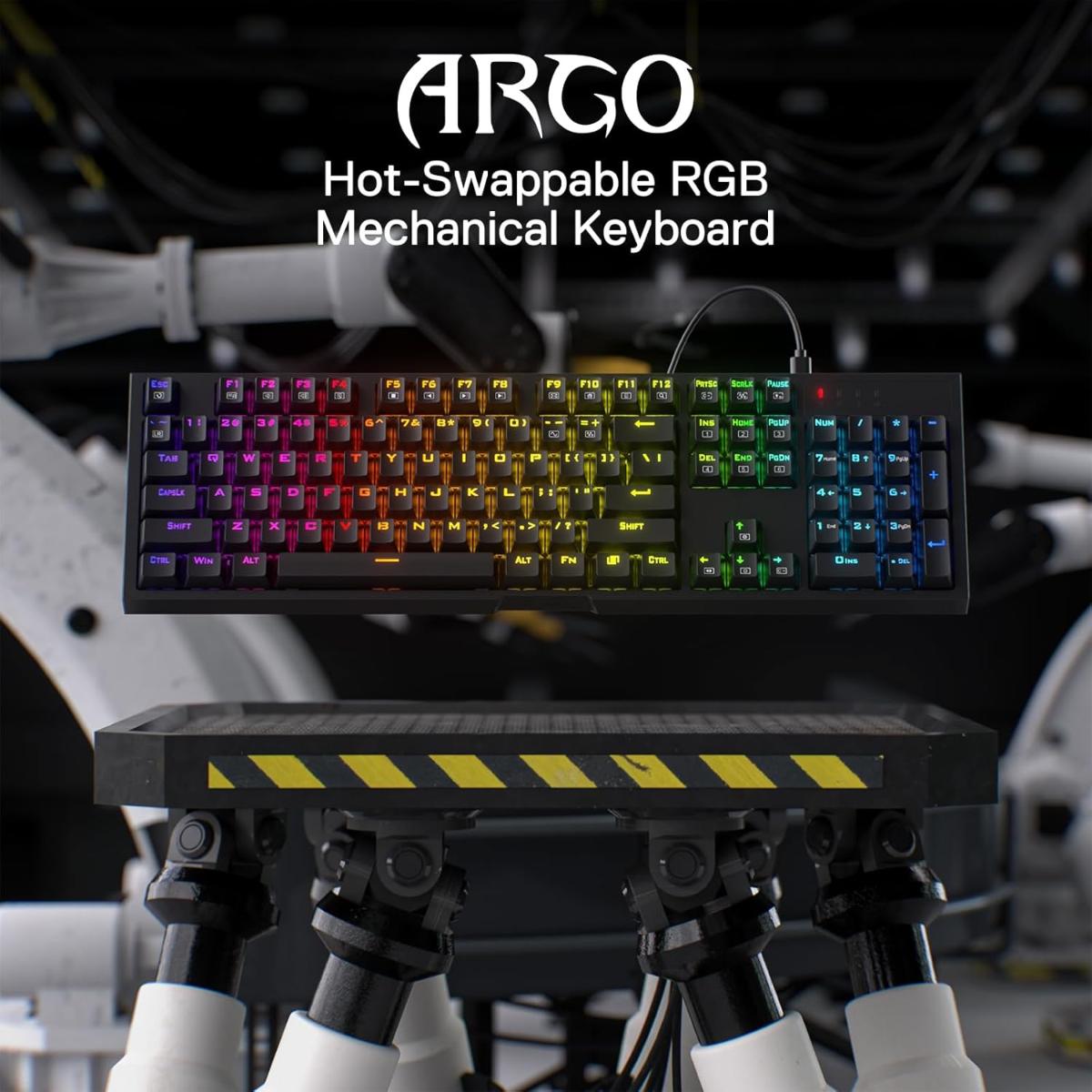 Redragon K670 RGB Backlit Gaming Keyboard, 104 Keys Hot-Swap Mechanical Keyboard, Upgraded Socket, Quiet Linear Red Switch