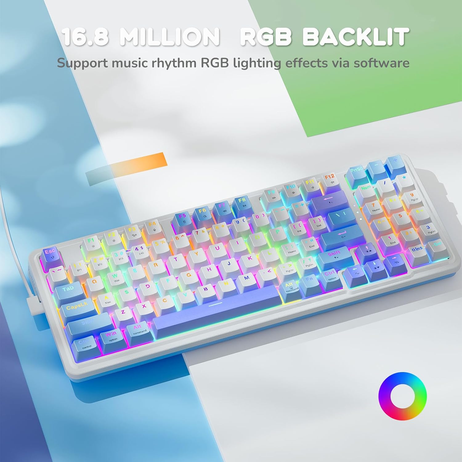 Redragon Mechanical Keyboard Wireless, Gaming Keyboard Wireless 3-Modes 94 Keys Mechanical Keyboard Hot-Swap Socket, RGB Creamy Gaming Keyboard Gasket Structure for PC/Tablet/Laptop/Xbox/PS4/PS5