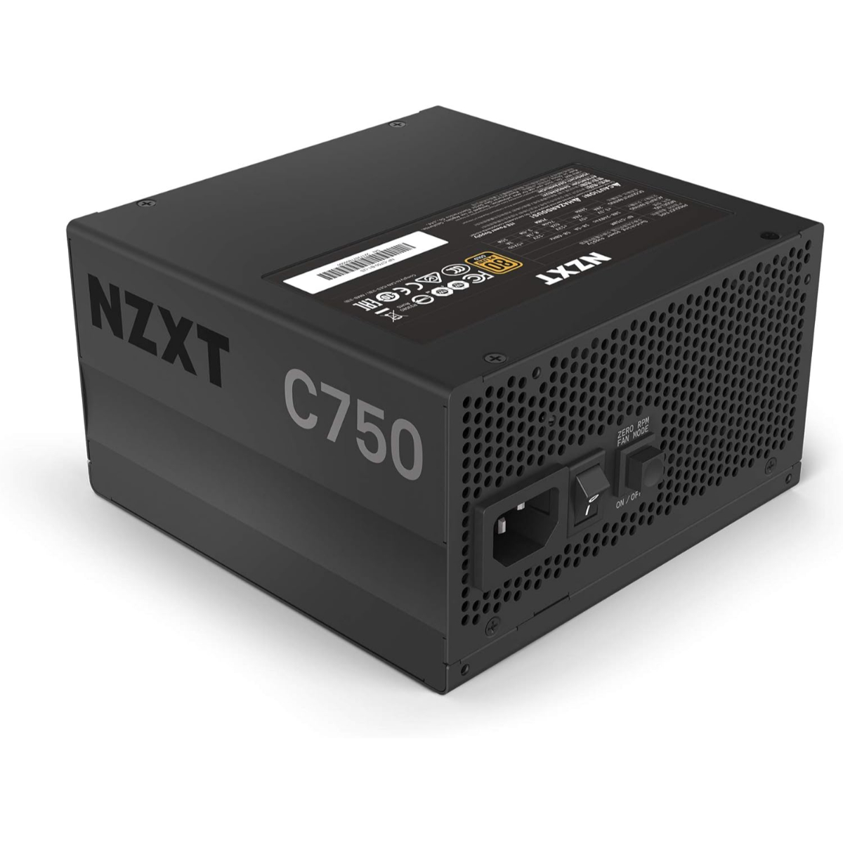 NZXT C750-NP-C750M-US-750 Watt PSU-80+Gold Certified Hybrid Silent Fan Control Fluid Dynamic Bearings Modular Design-Sleeved Cables-ATX Gaming Power Supply