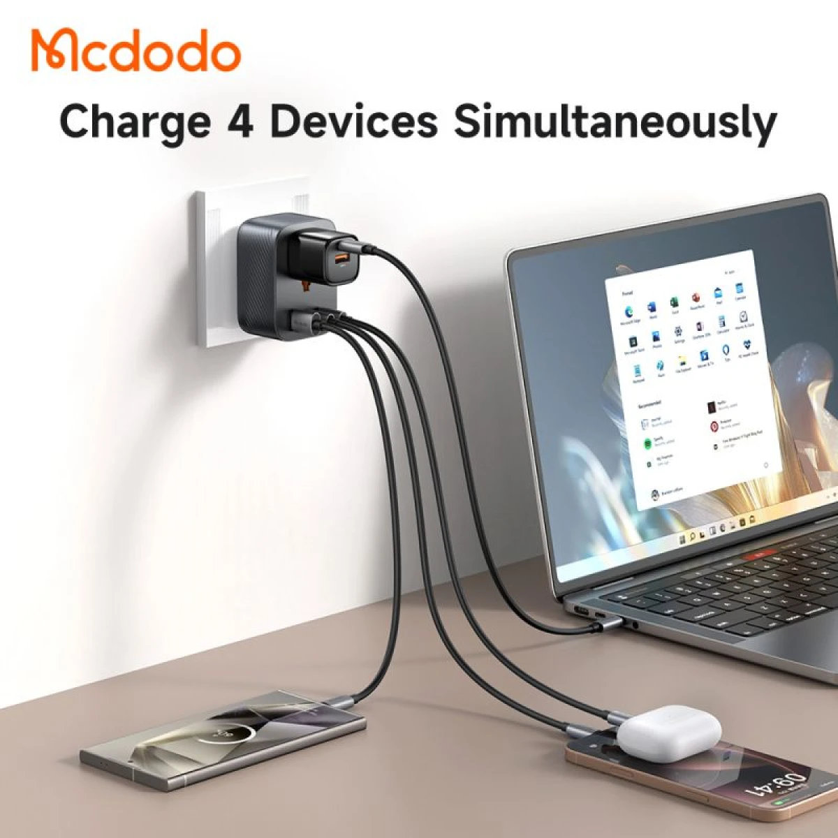 Mcdodo CP-0750 Universal Travel Adapter One for 4 Outputs (AC + 2 USB-C + USB) 20W Worldwide Use EU Travel Plug with 3 USB - Black