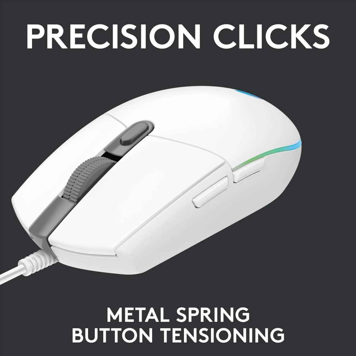 Logitech G102 Light Sync Gaming Customizable RGB Lighting 6 Programmable Buttons Gaming Grade Sensor 8,000dpi Tracking Light Weight - White