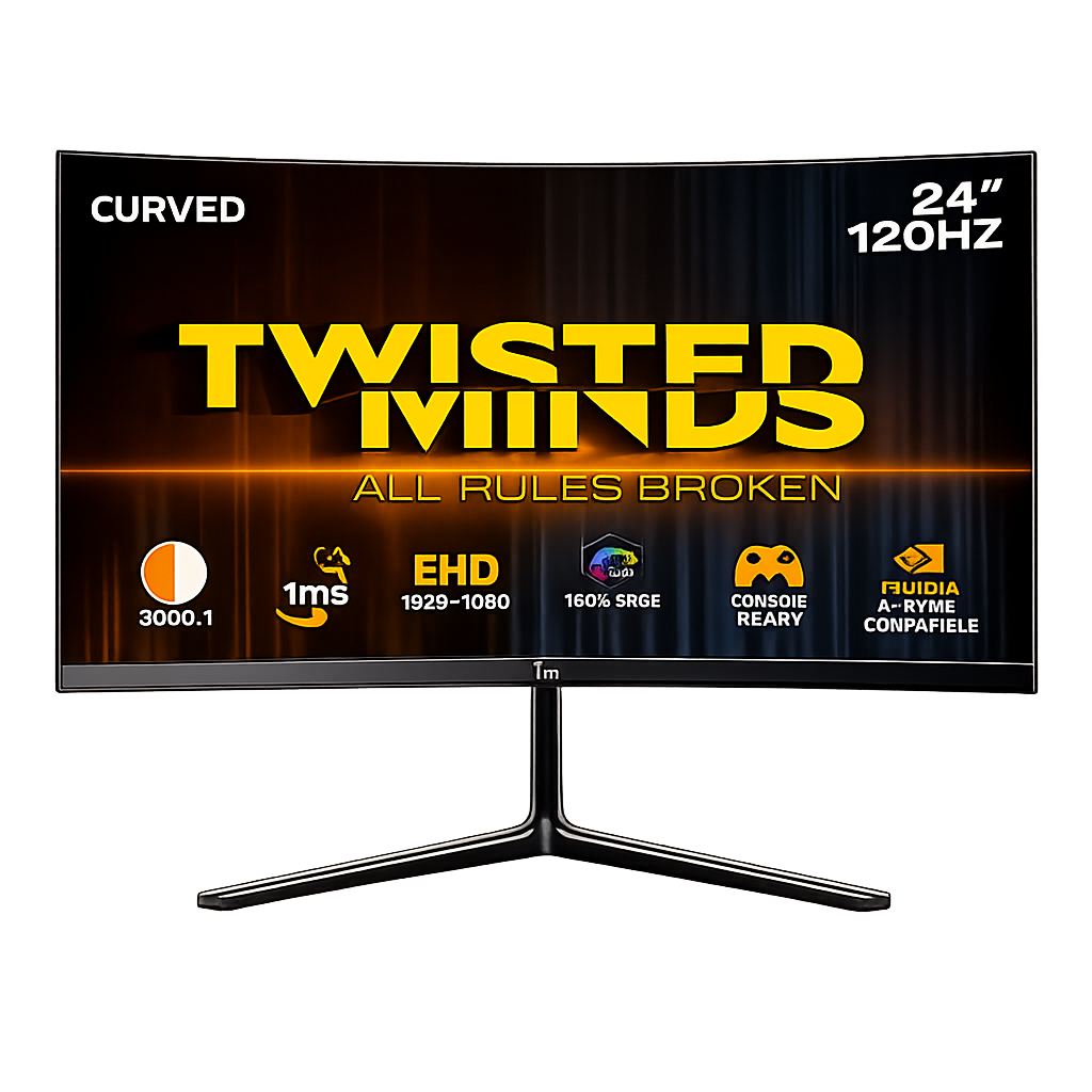 Twisted Minds 24" Curved FHD 120HZ, IPS, 1 MS, HDMI 2.1 Gaming Monitor